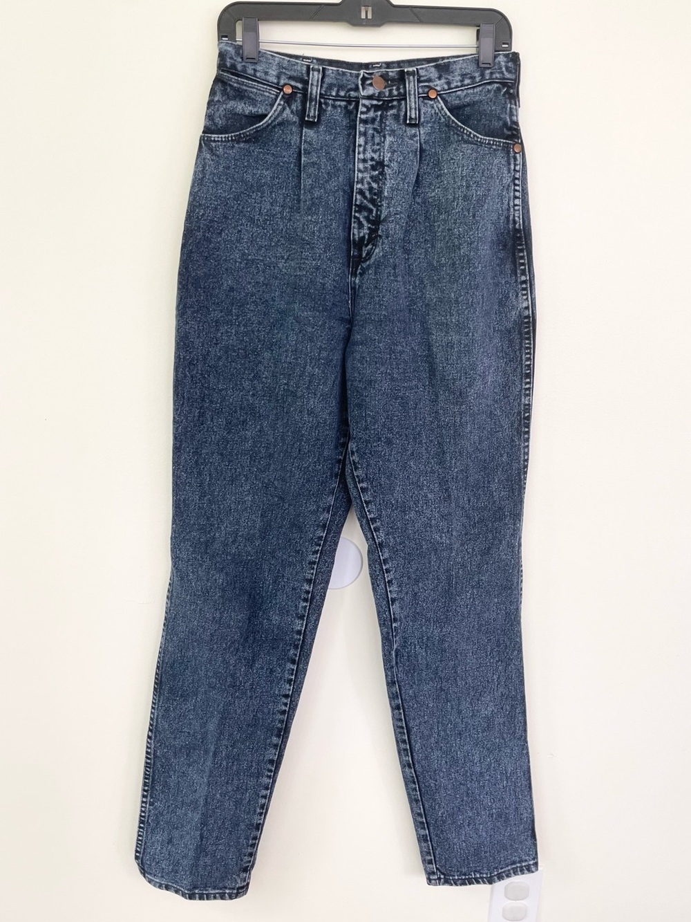 Wrangler Vintage Acid Wash Dark Indigo High Rise Jeans Sz 13 Mom Jean 80s 90s